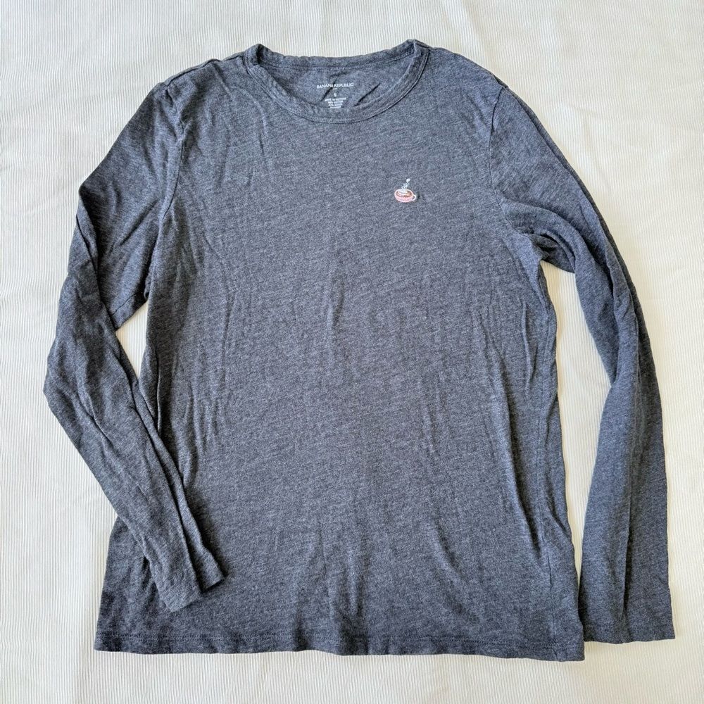 Banana Republic Womens Top Longsleeve Tee Lounge Cotton Modal Grey Small